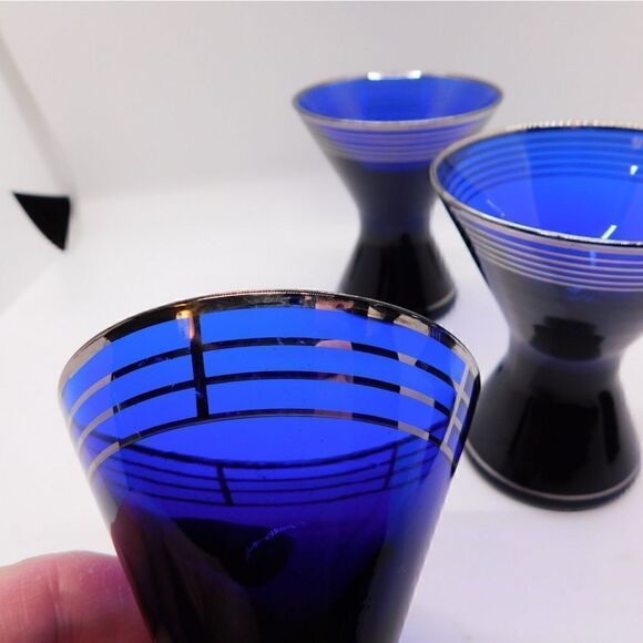 Vintage Cobalt Blue Art Deco Style Glasses - Picture 2 of 3